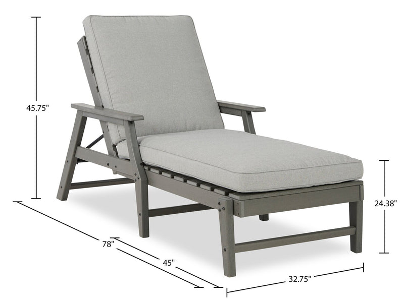 Cape Outdoor Patio Lounger with Adjustable Backrest -UV & Weather Resistant - Grey