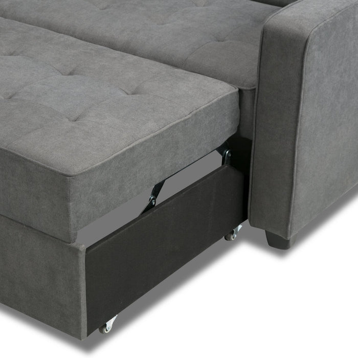 Cory 59\" Velvet Fabric Klik Klak Futon with Tufting - Grey
