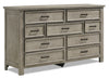 Levi Bedroom 7-Drawer Dresser, 67\"W x 38\"H, Wood - Drift Grey