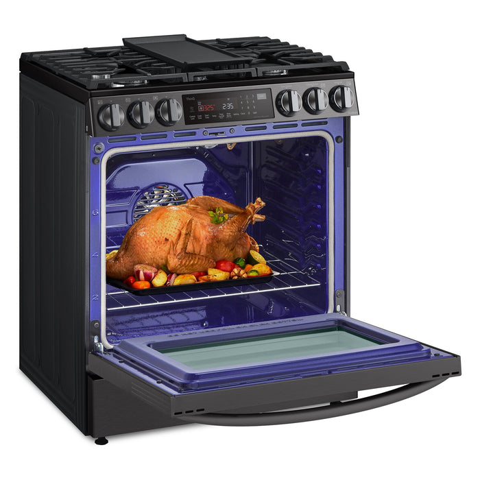 LG 6.3 Cu. Ft. Smart Gas Range with Instaview and ProBake Convection® - Smudge Proof Black Stainless Steel - LSGL6335D