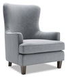 Made in Canada Sofa Lab Customizable Wingback 32\" Velvet Fabric Accent Chair - Grey