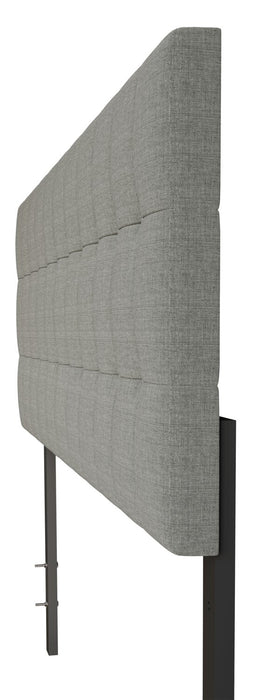 Ellis Upholstered Headboard in Grey Fabric, Button Tufted - Queen Size