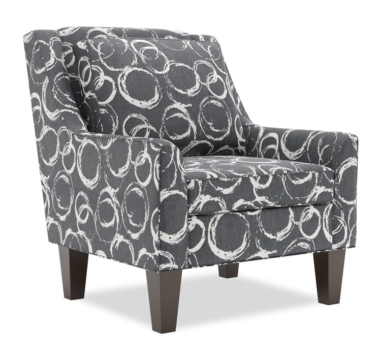 Made in Canada Sofa Lab Customizable Club 29\" Fabric Accent Chair with Wood Legs - Heather Multicolour