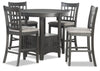 Dena 5pc Counter-Height Dining Set with Table & Chairs, 42-60\"W Extension, Round - Grey