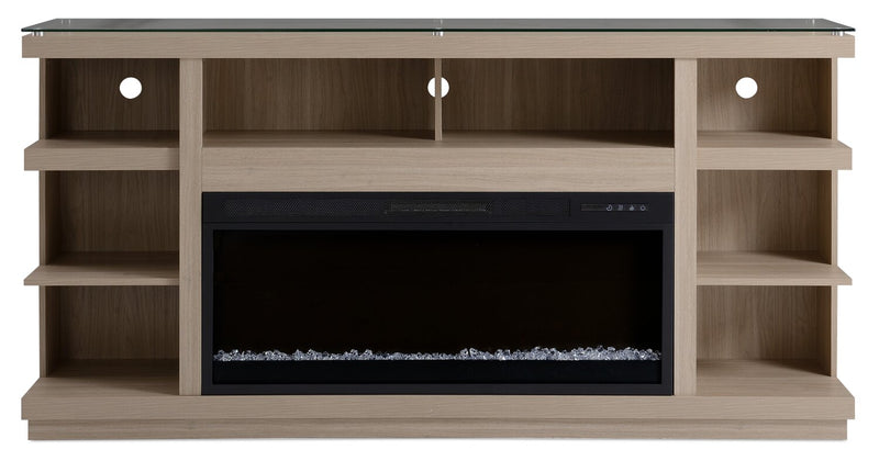 Axel 74\" Modern  Electric Fireplace TV Stand with Storage and Cable Management for TVs up to 85\"- Taupe