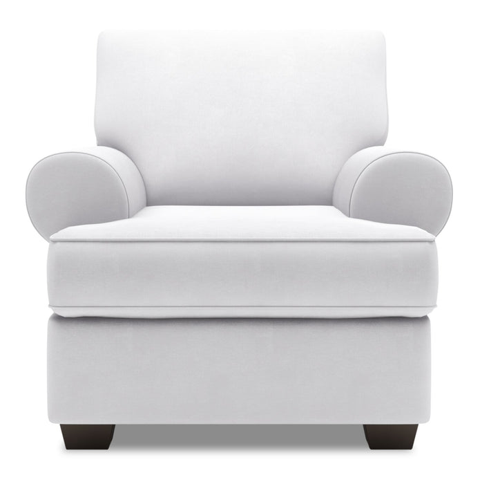 Made in Canada Sofa Lab Customizable Roll 42\" Linen-Look Fabric Chair with Rolled Arms - Pax Ice White