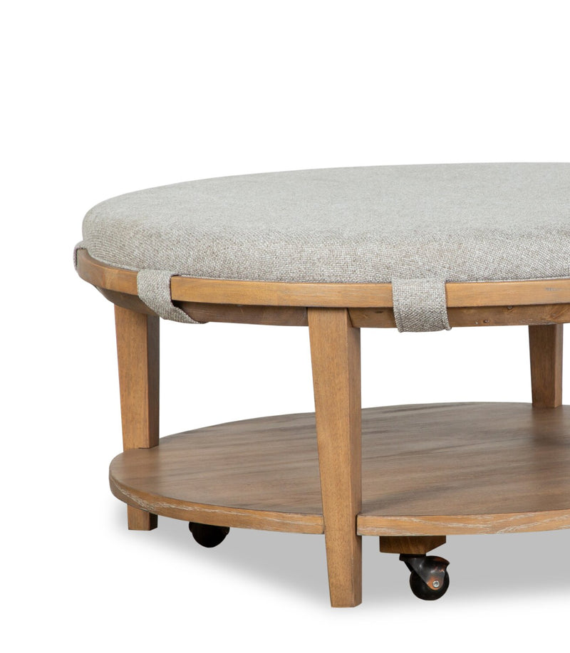 Rhett 38" Modern Round Coffee Table with Shelf and Casters - Light ...