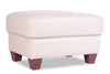 Chateau d’Ax Vita 31\" 100% Genuine Leather Ottoman with Diamond Pattern Stitching and Wood Legs - Smoke White