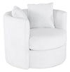 Made in Canada Petite 36\" Chenille Fabric Swivel Cuddler Accent Chair - Plush Heaven White