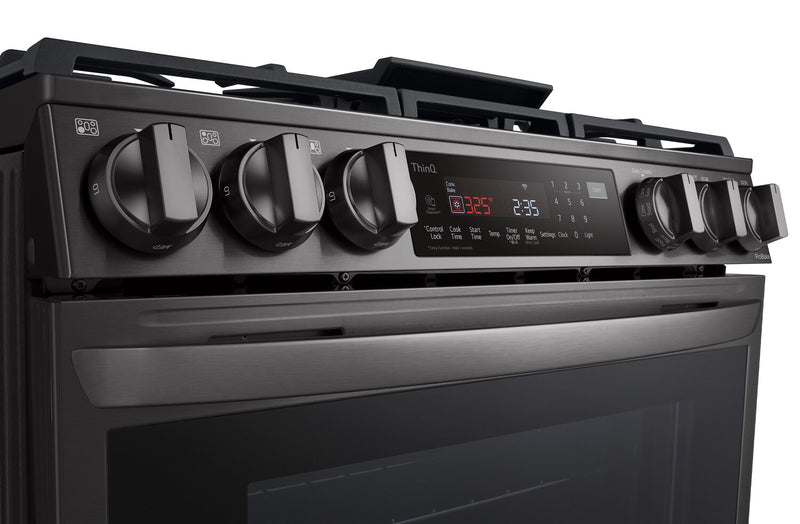 LG 6.3 Cu. Ft. Smart Gas Range with Instaview and ProBake Convection® - Smudge Proof Black Stainless Steel - LSGL6335D