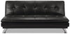 June 73.2\" Leather-Look Fabric Klik Klak Futon with Metal Legs and Tufting - Black