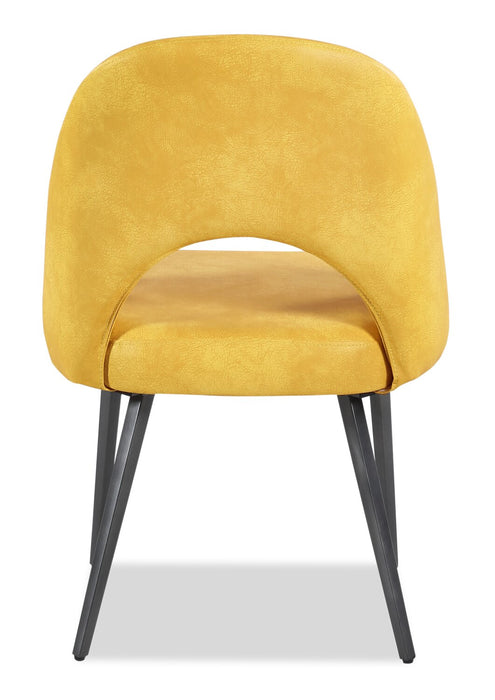 Kort & Co. Bay Dining Chair with Vegan Leather Fabric, Metal - Mustard