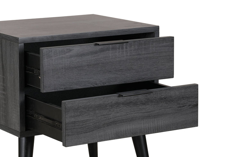 Nash Bedside 2-Drawer Nightstand, 21.3\"W x 22.6\"H, Modern Mid-Century - Dark Grey