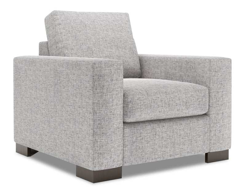 Made in Canada Sofa Lab Customizable Track 38\" Linen-Look Fabric Chair with Track Arms - Luna Domino Grey