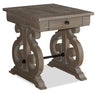 Tinley Park 22\" Traditional End Table with Storage - Grey-Brown Pine with Scroll Design Base