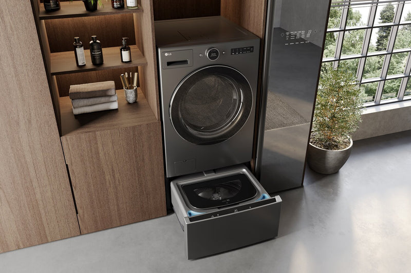 LG 5.7 Cu. Ft. Smart Front-Load High-Efficiency Steam All-in-One Laundry - Black Steel - WM6998HBA