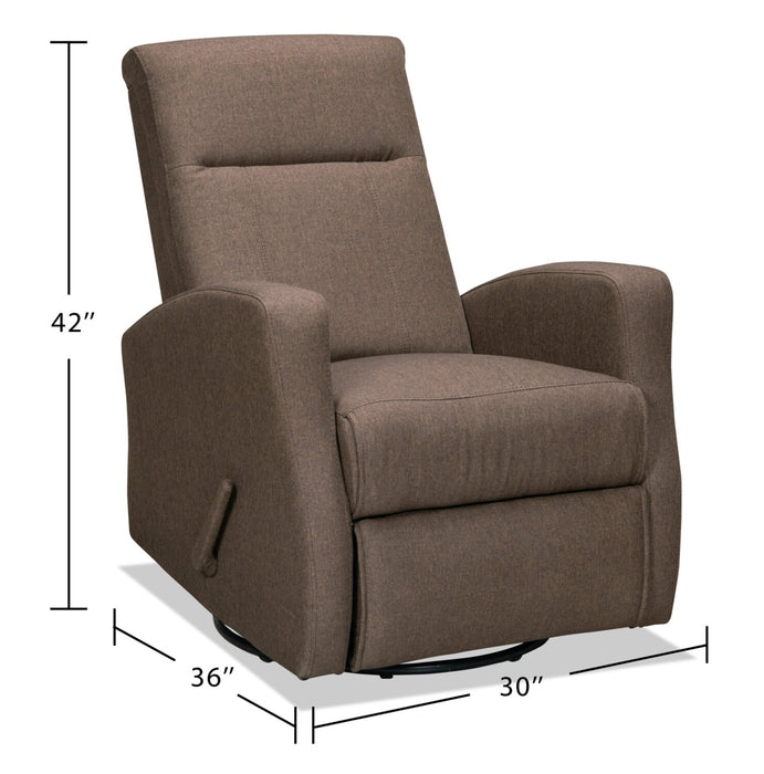 Nyla 30\" Linen-Look Fabric Swivel Rocker Reclining Chair - Brown