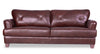 Chateau d’Ax Vita 87\" 100% Genuine Leather Sofa with Diamond Pattern Stitching and Wood Legs - Brown
