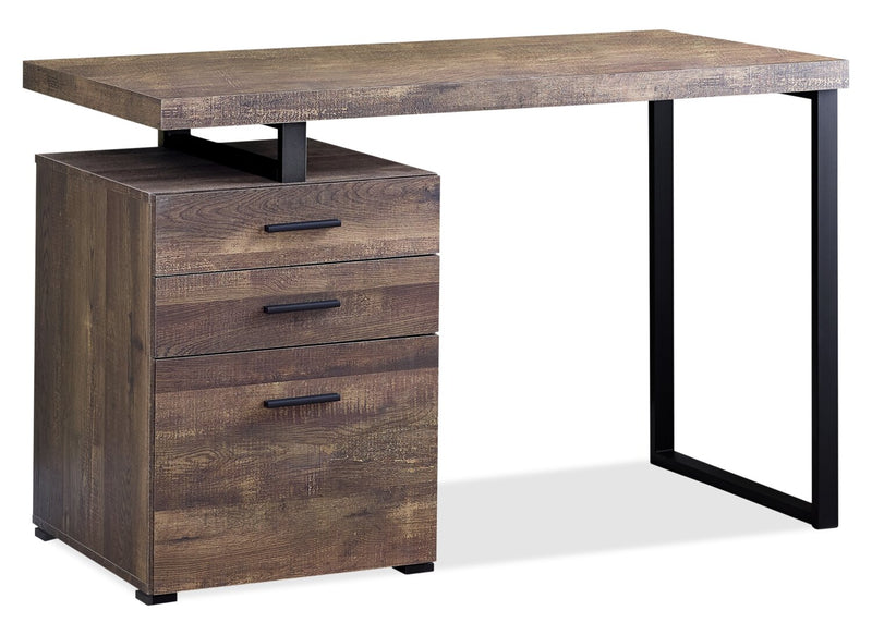 Clayton 47.25\" Reversible Office Desk with 3-Drawers - Dark Brown