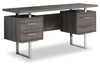 Teagan 60\" Reversible Office Desk with 3-Drawers - Dark Grey