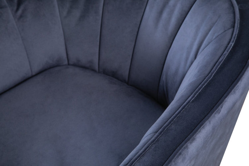 Brinley 29\" Velvet Fabric Accent Chair with Wood Legs - Blue