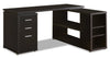 Rickey 60\" L-Shaped Corner Office Desk with 3-Drawers & Shelving - Espresso