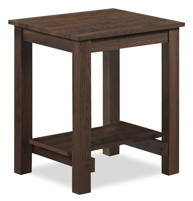 Jordi 17.7\" Traditional End Table with Shelf - Brown Walnut Finish Wood