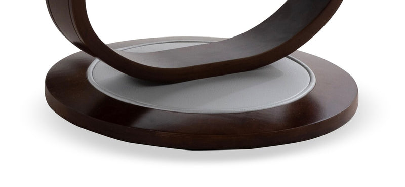 Maven 34.5\" Grey Genuine Leather Stress Free Reclining Chair with Footrest and Wood and Metal Base - Grey