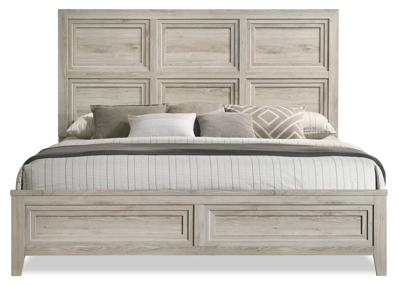 Lara 5pc Bedroom Set with Bed, Dresser & Mirror, Antique Grey - King Size