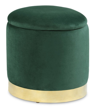 Phebe Velvet Storage Ottoman - Green
