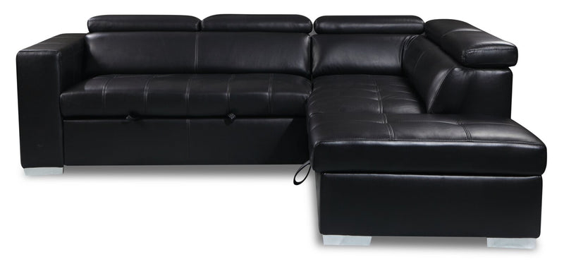Drake 3 Piece Leather Look Fabric Right Facing Sleeper Sectional