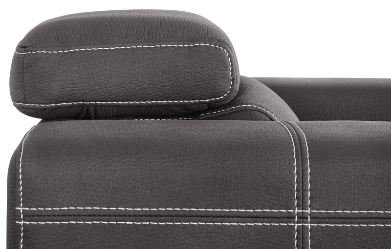 Drake 41.5\" Faux Suede Fabric Chair with Pull-Out Ottoman and Flip-Up Headrest - Cement Grey