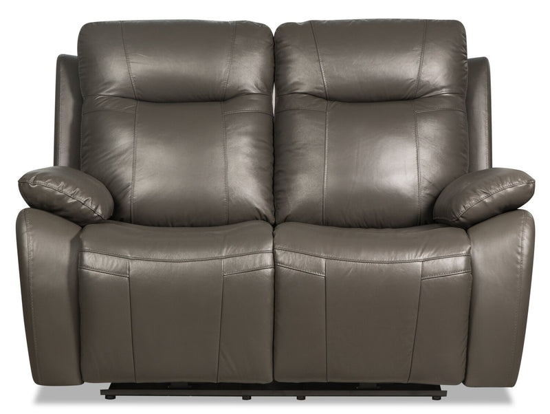 Kora Genuine Leather Power Reclining Loveseat Grey The Brick