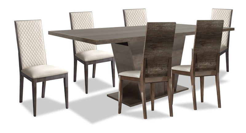 Gino 7pc Dining Set with Table & 6 Chairs - Made in Italy, 63-86"W ...