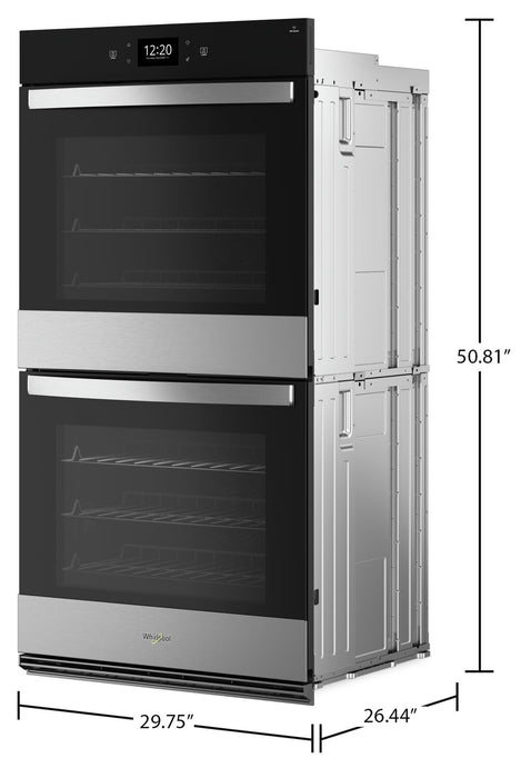 Whirlpool 30\" 10 Cu. Ft. Electric Double Wall Oven with True Convection - Fingerprint Resistant Stainless Steel - WOED7030PZ
