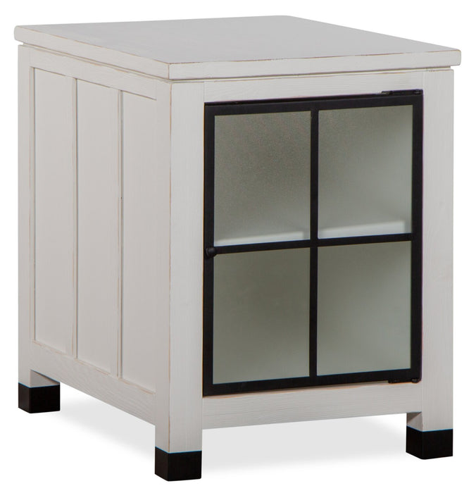 Harper 20\" Modern Glass Door Chairside Table with Storage - White Pine