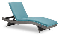 Cuba Outdoor Patio Lounger with Adjustable Backrest - Resin Wicker, Olefin Fabric, UV & Weather Resistant - Blue 