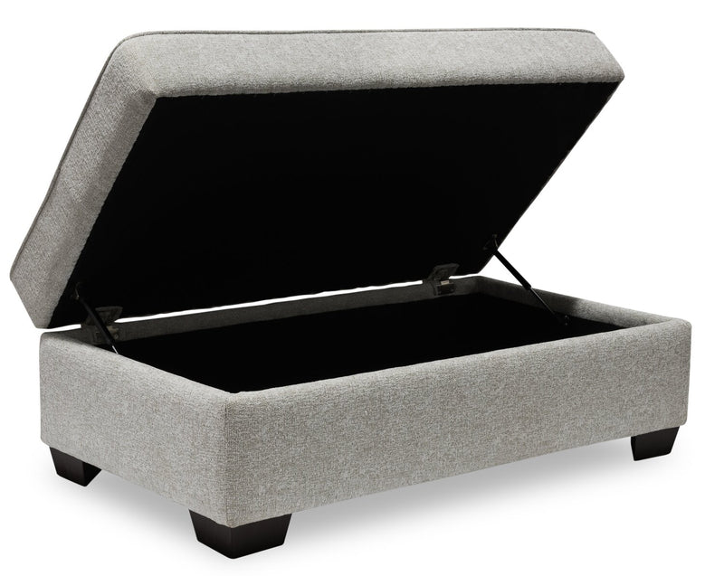 Made in Canada Verona 44\" Linen-Look Fabric Storage Ottoman - Beige