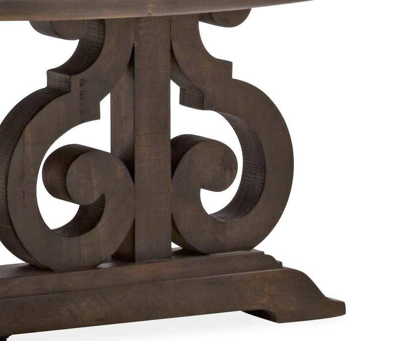 Bellamy 40" Traditional Round Coffee Table - Dark Brown Pine with S ...