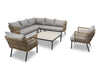 Venice 6-Piece Outdoor Patio Conversation Set with L-Shaped Sectional & Ceramic Top Coffee Table - Hand-Woven Resin Wicker, UV & Weather Resistant - Taupe