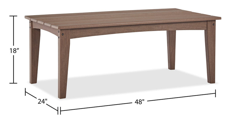 Nome Outdoor Patio Coffee Table - 48\"W, High Density Plastic, UV & Weather Resistant - Natural
