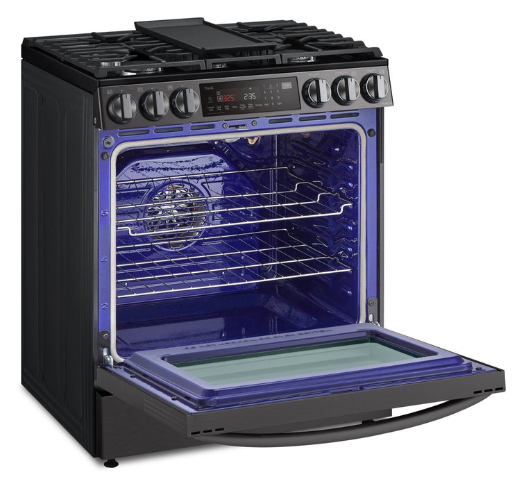LG 6.3 Cu. Ft. Smart Gas Range with Instaview and ProBake Convection® - Smudge Proof Black Stainless Steel - LSGL6335D