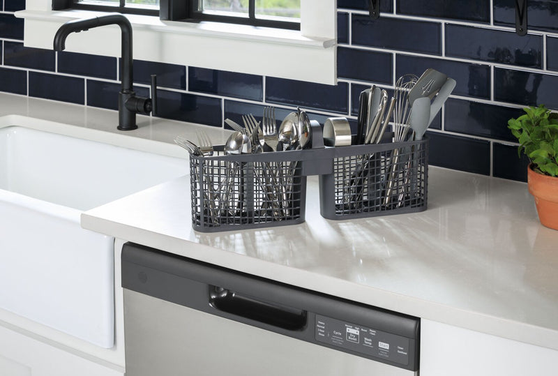 GE 24\" 59 dBA Built-In Front-Control Dishwasher with Piranha Hard Food Disposer - Stainless - GDF510PSRSS