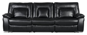 Dale Leather-Look Fabric Power Reclining Sofa - Black