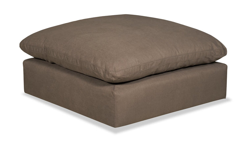 Eclipse Modular 43\" Linen-Look Fabric Ottoman with Feather Down Cushion - Slate Brown