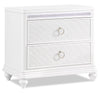 Ava Bedside 2-Drawer Nightstand with LED Light, 32.5\"W x 28\"H, Glam - White