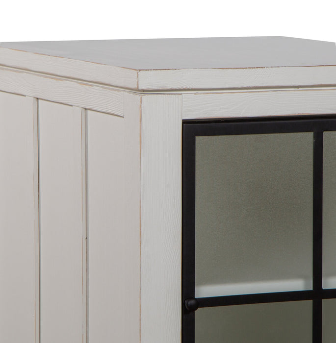 Harper 20\" Modern Glass Door Chairside Table with Storage - White Pine