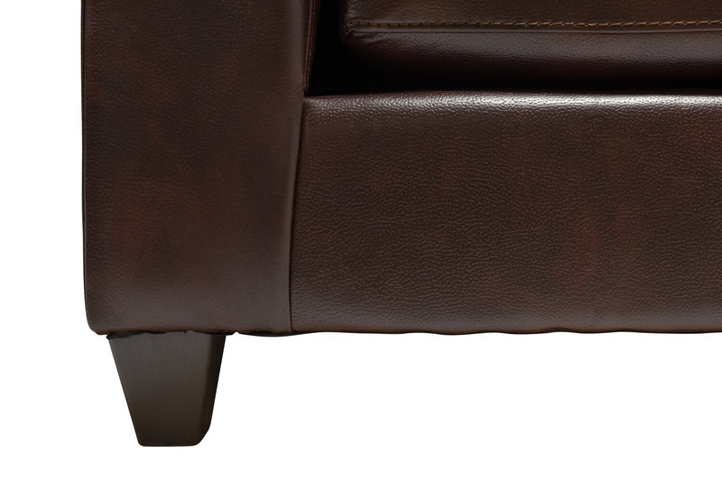 Made in Canada Addison 42\" Leather-Look Fabric Chair with Removable Seat Cushion and Tufting - Brown