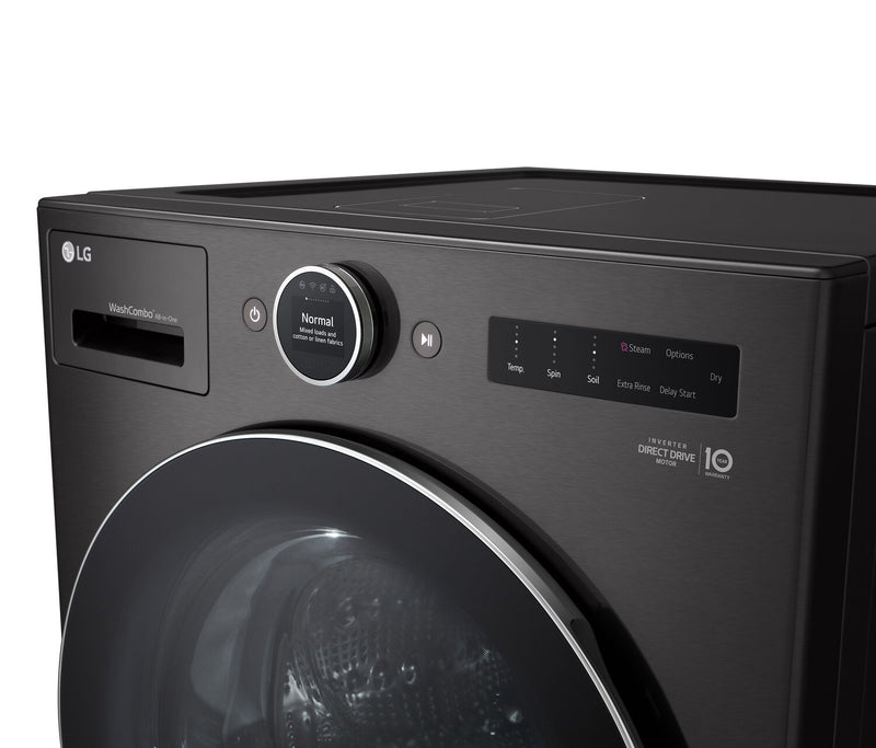 LG 5.7 Cu. Ft. Smart Front-Load High-Efficiency Steam All-in-One Laundry - Black Steel - WM6998HBA