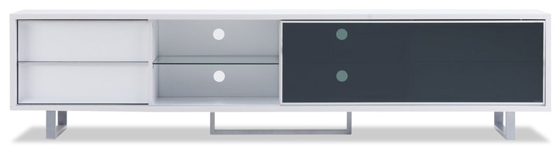 Amelia 89\" x 15.5\" Modern TV Stand with Storage and Cable Management for TVs up to 100\"- White & Black Two Tone